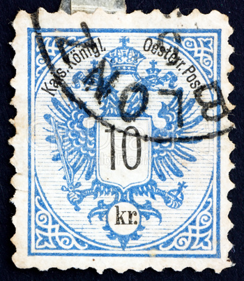 Postage stamp Austria 1883 Coat of Arms of Austrian Empire