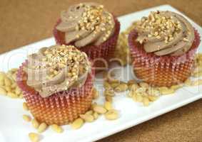 Homemade cupcakes decorated with almonds