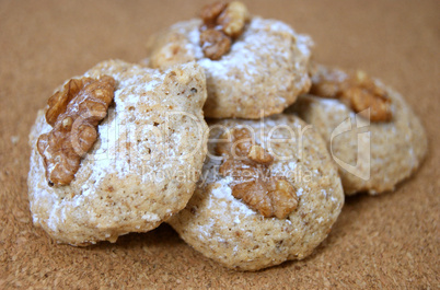 Homemade cookies with walnuts, closeup