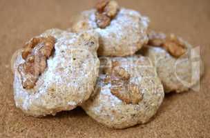 Homemade cookies with walnuts, closeup