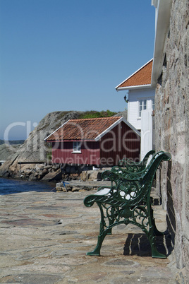 Bench at the village harbour