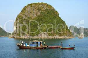 Fishermen in Halong Bay Viet Nam