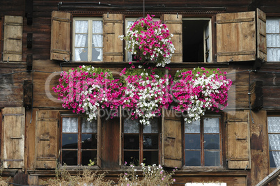 Swiss chalet with flowers