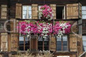 Swiss chalet with flowers