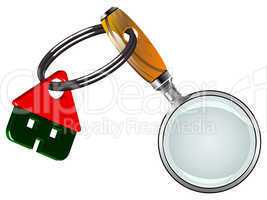 house and magnifying glass