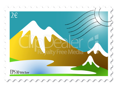 mountain landscape stamp