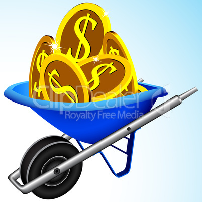 wheelbarrow and money