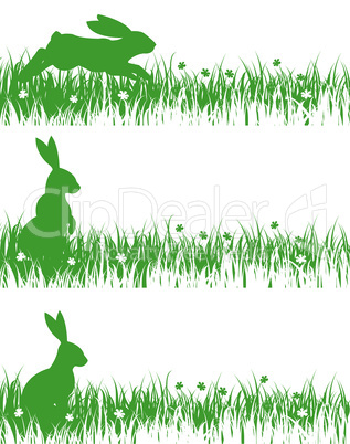 shape of rabbits on a meadow