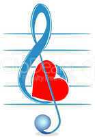 Treble clef and heart