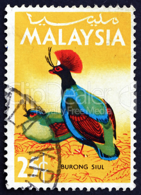 Postage stamp Malaysia 1965 Crested Wood Partridge, Bird