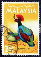Postage stamp Malaysia 1965 Crested Wood Partridge, Bird
