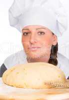 backer with bread dough