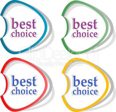 Retro speech bubbles set with best choice message