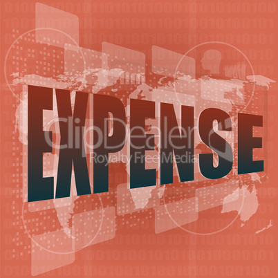 word expense on digital screen, business concept