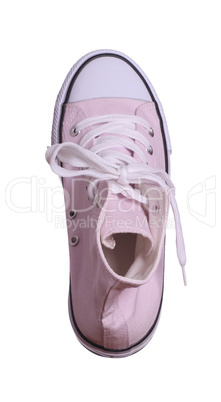 topview of pink sneaker isolated on white