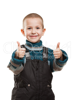 Child gesturing thumb up