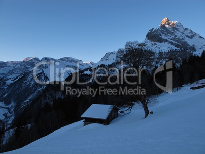 View from Braunwald at sunrise