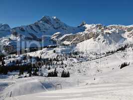 Ski slopes and mountains in Braunwald, Glarus Canton