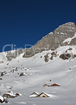 Mountain and huts