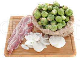 Brussels sprouts, onion and bacon