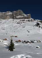 Winter scenery in the Swiss Alps, Braunwald