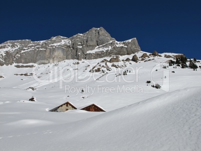 Mountain named Eggstock and snow landscape