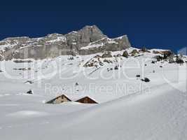 Mountain named Eggstock and snow landscape