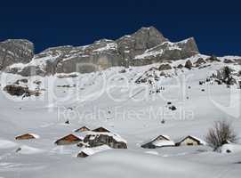 Beautiful winter scenery in the mountains of Glarus