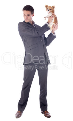 business man and chihuahua