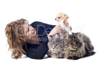 woman and pet