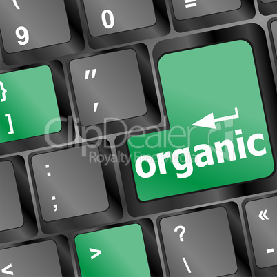 organic word on green keyboard button