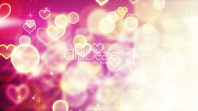 shiny hearts and bokeh lights loop background