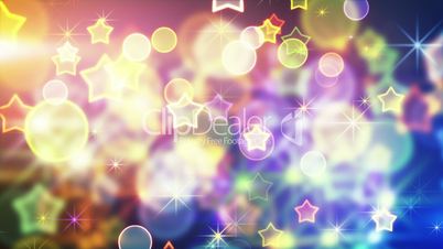 shiny festive background with bokeh and stars loop