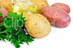Potatoes red and yellow  with parsley and oil