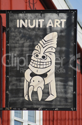 Detail of a shop sign in Greenland