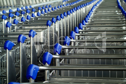 Baggage trolleys at an airport