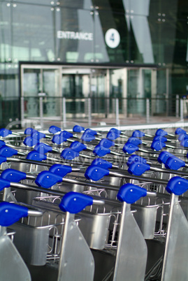 Baggage trolleys at an airport