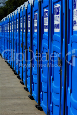 Row of Portable Toilets