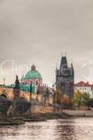 Charles bridge in Prague early in the morning