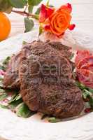 crunchy duck's breast with orange and rucola