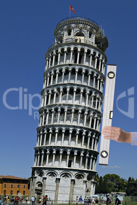 Spirit level on the leaning Tower o