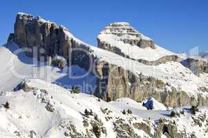 Snow-covered alpine peaks