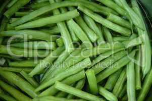 Close-up of cut string beans.