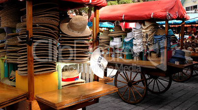 Outdoor Market, Carts with Hats