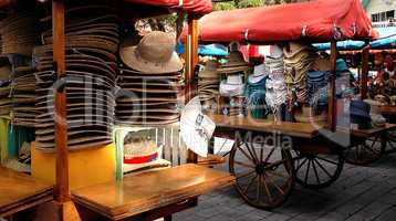Outdoor Market, Carts with Hats