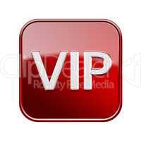 VIP icon glossy red, isolated on white background