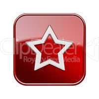 Star icon glossy red, isolated on white background
