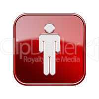 men icon glossy red, isolated on white background