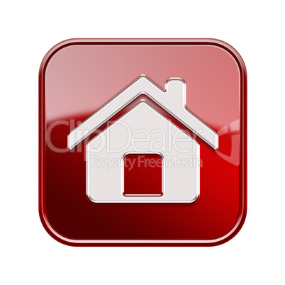 House icon glossy red, isolated on white background