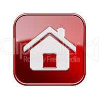 House icon glossy red, isolated on white background